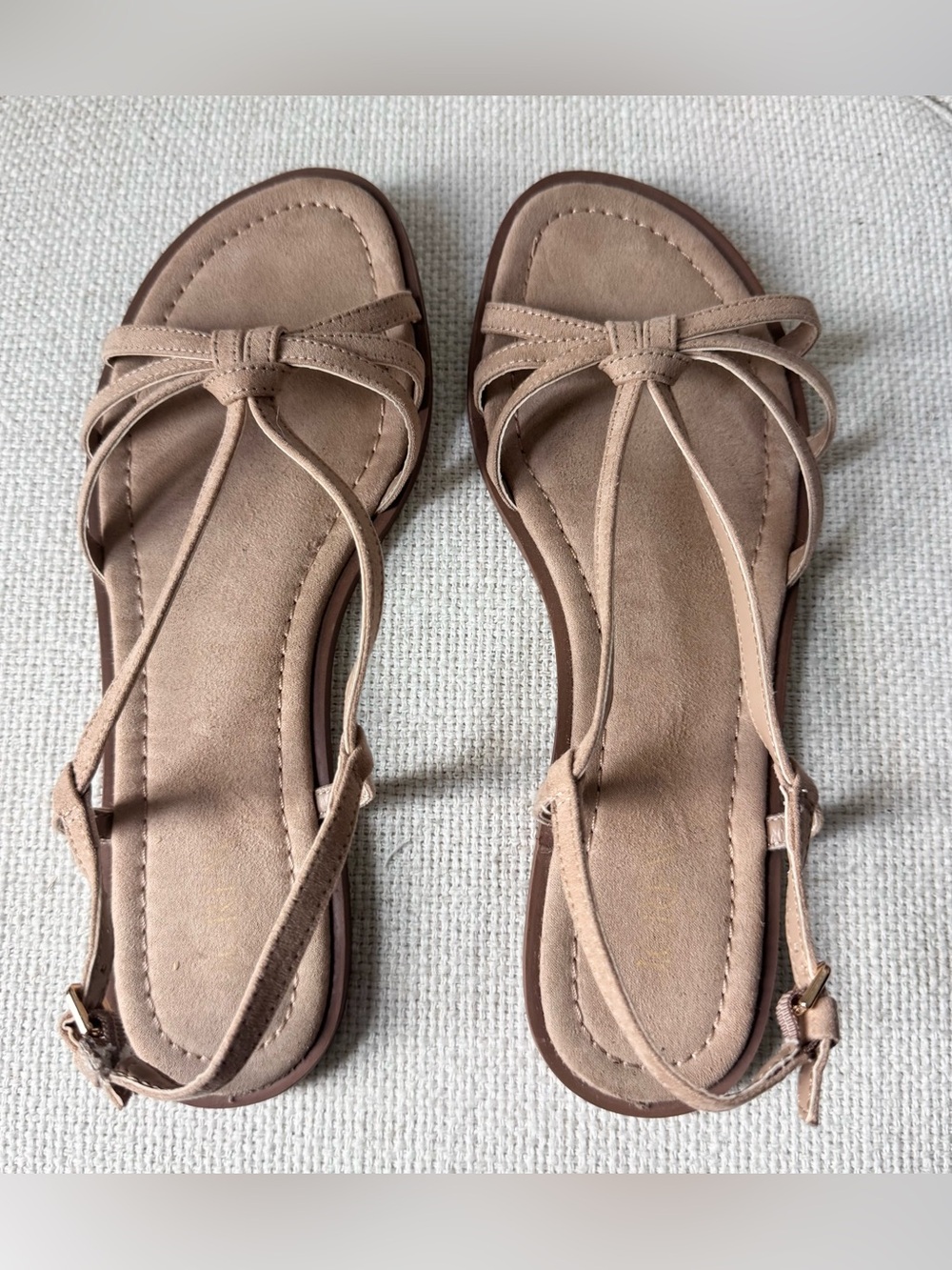 J. Crew Women's Knot-Detail Strappy Sandals in Light Taupe, Size 7.5